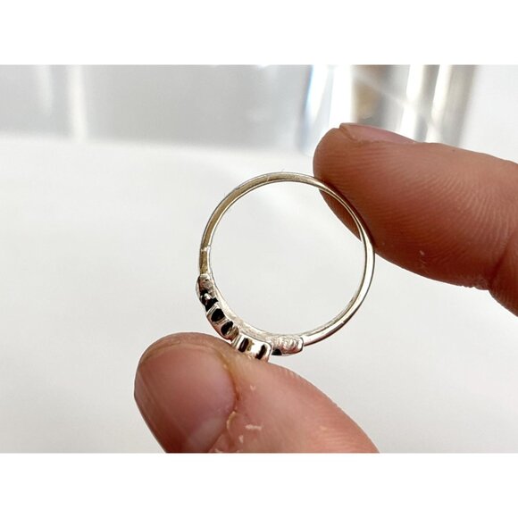 Twin Kitty Cat Polished Sterling Silver Vintage Minimalist 925 Band Ring - sz 6 - Picture 11 of 14